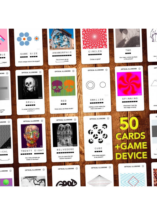 100 PICS Optical Illusions - Perfect Stocking Stuffer for Teens and Kids |100 Mind-Blowing Illusions | Contains 50 Cards in a Slide Reveal case | Ideal Gift for Travel - Image 3