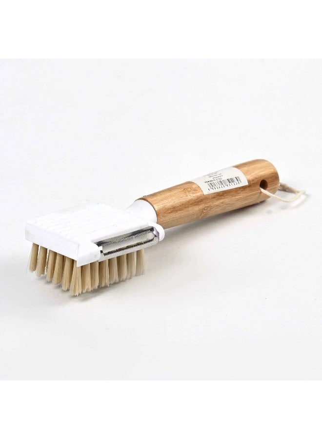 فرشاة عملية لتنظيف الأطباق والخضروات مع مقشرة مدمجة، أداة متعددة الاستخدامات تسهّل مهام المطبخ اليومية.