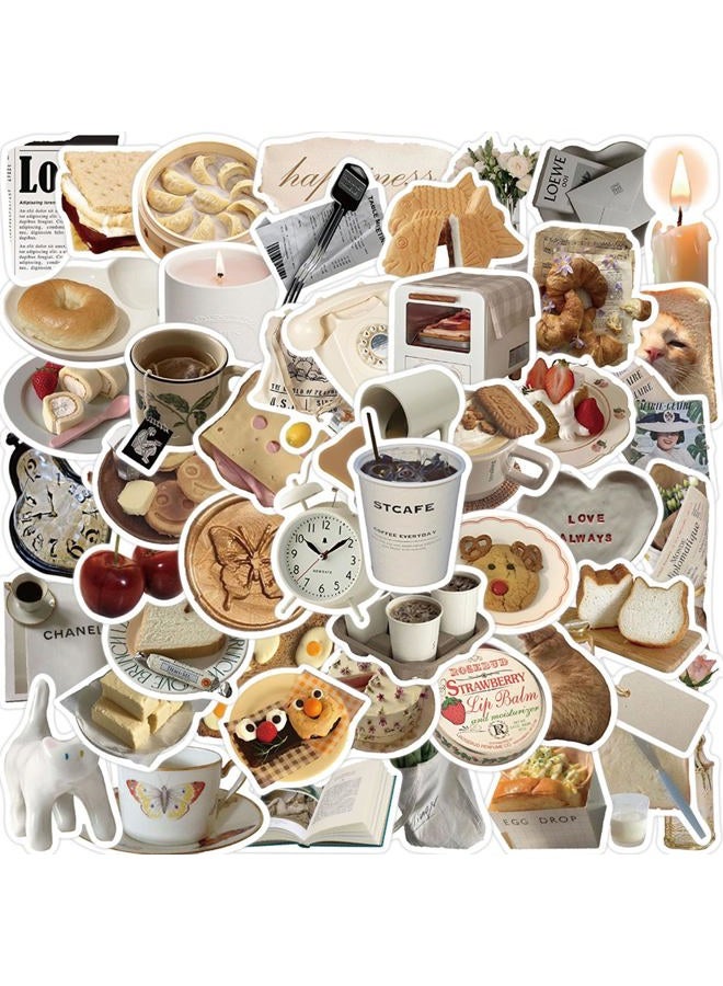 DIDODO 50pcs Cute Aesthetic Stickers for Laptop Scrapbook Journal, Funny Waterproof Aesthetic Stickers for Kids Teens Adults, Vinyl Decals for Water Bottle Pad Notebook Party Supplies(Brown) - Image 1