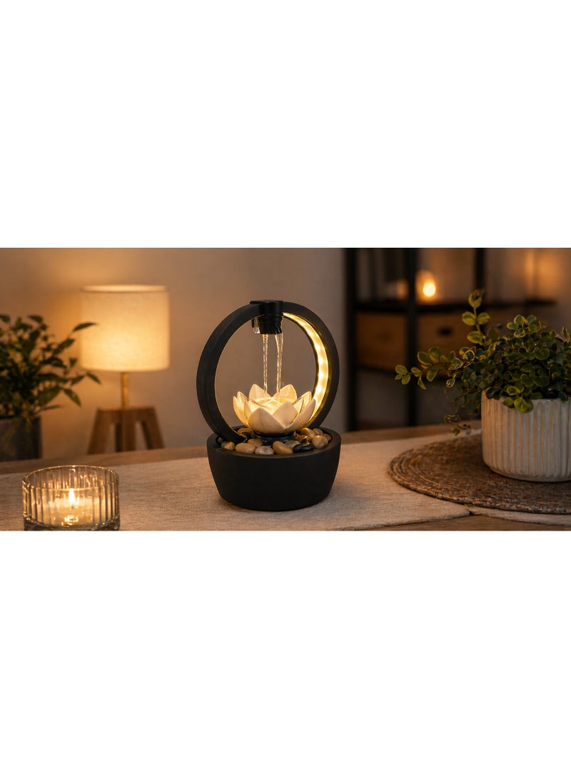 Desktop Led Water Fountain Multicolor Lotus Tabletop Mini Relaxation Fountain – Indoor Home Office Desk Decor Waterfall Fountain With Natural Water Sound 17×10×10 Cm - Image 3