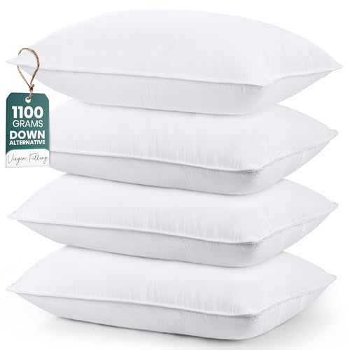 Utopia Bedding Bed Pillows for Sleeping White Queen Size Set of 4 Hotel Pillow Cooling Pillows for Side Back or Stomach Sleepers - Image 1