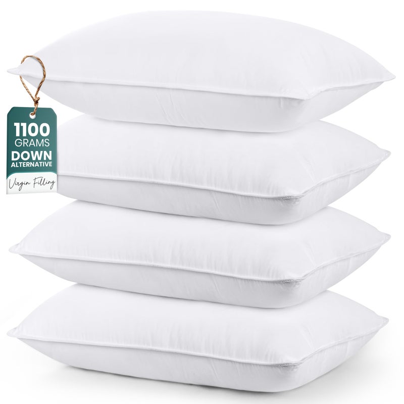 Utopia Bedding Bed Pillows for Sleeping White Queen Size Set of 4 Hotel Pillow Cooling Pillows for Side Back or Stomach Sleepers - Image 2