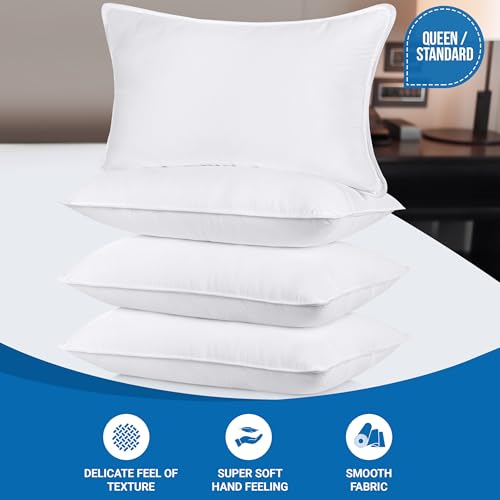 Utopia Bedding Bed Pillows for Sleeping White Queen Size Set of 4 Hotel Pillow Cooling Pillows for Side Back or Stomach Sleepers - Image 3