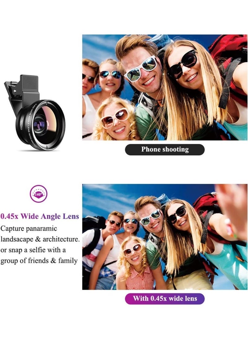 APEXEL 2-in-1 Phone Camera Lens Kit, 0.45X Wide-Angle and 12.5X Macro Clip-On Lenses with HD Optical Glass, Universal Phone Clip and Travel Pouch for Landscape and Close-Up Photos, Black - Image 5