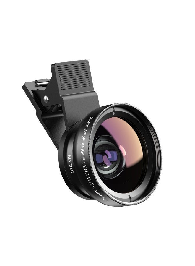 APEXEL 2-in-1 Phone Camera Lens Kit, 0.45X Wide-Angle and 12.5X Macro Clip-On Lenses with HD Optical Glass, Universal Phone Clip and Travel Pouch for Landscape and Close-Up Photos, Black - Image 1