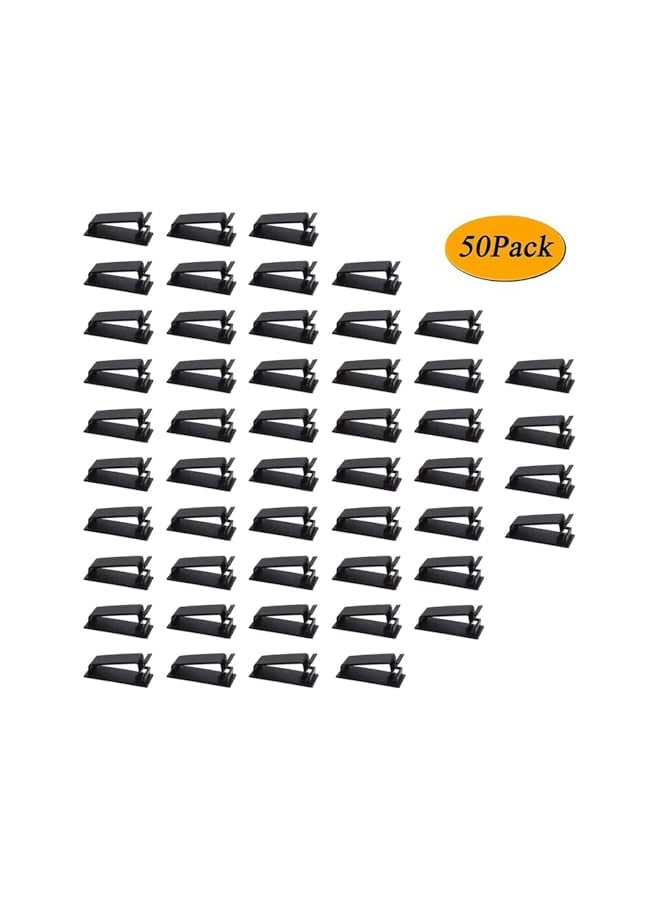 Green Tiger 50pcs Black Cable Management Clips | Self-Adhesive Organizers for TV, PC, Ethernet Cords | Desk & Home Office Wire Holders - Image 5