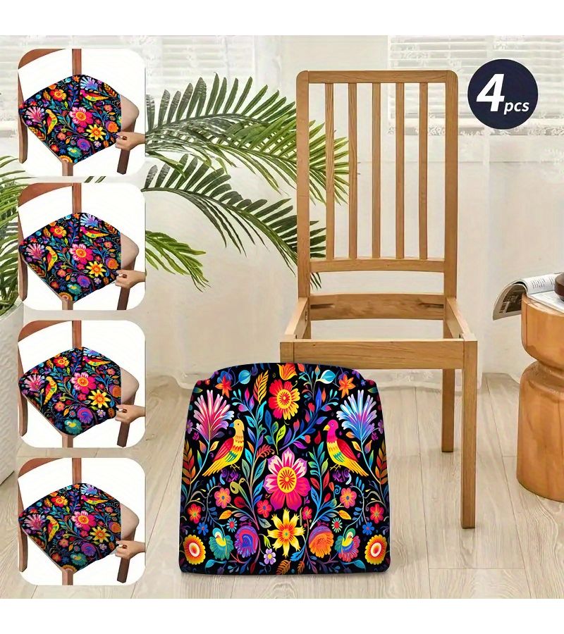 6 Pcs Elastic Cushion Covers With Ethnic Print Removable Washable Soft Seat Covers For Dining Room Living Room Office Home Decor - Image 2