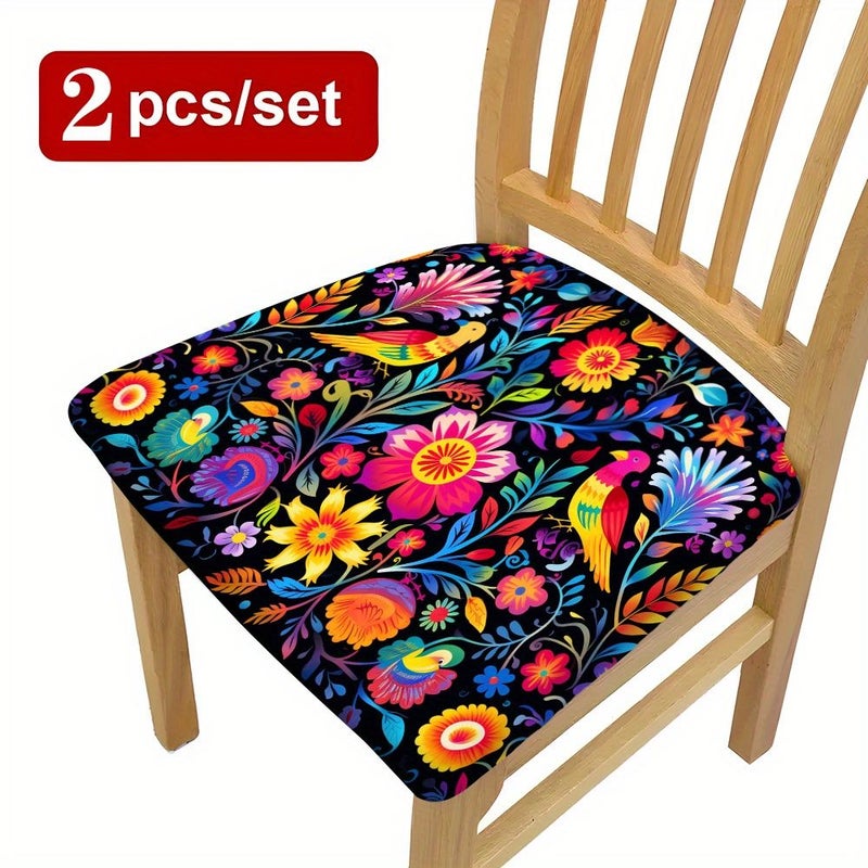 6 Pcs Elastic Cushion Covers With Ethnic Print Removable Washable Soft Seat Covers For Dining Room Living Room Office Home Decor - Image 1
