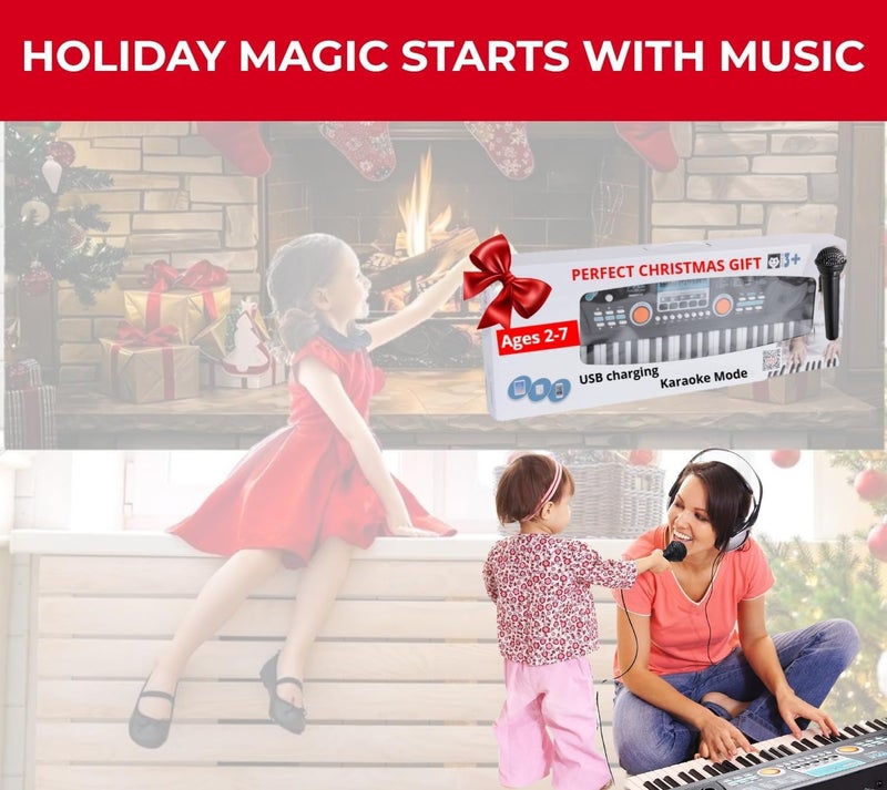 PYLE Digital Piano Kids Keyboard - Portable 61 Key Piano Keyboard, Learning Keyboard for Beginners w/ Drum Pad, Recording, Microphone, Music Sheet Stand, Built-in Speaker- 3 4 5 6 Year Old Girls, Boys - Image 2