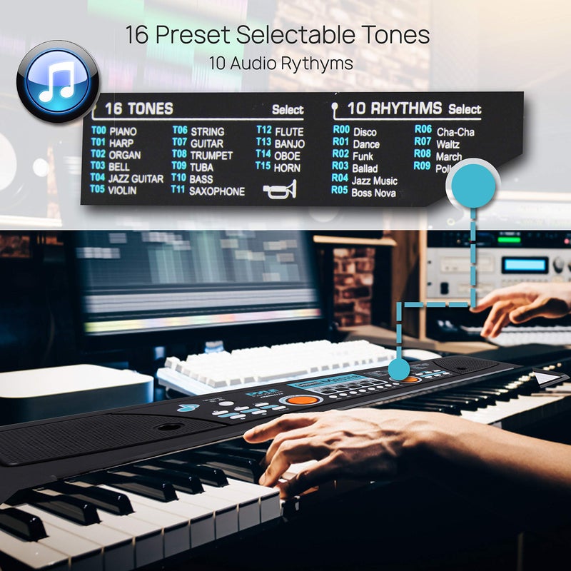 PYLE Digital Piano Kids Keyboard - Portable 61 Key Piano Keyboard, Learning Keyboard for Beginners w/ Drum Pad, Recording, Microphone, Music Sheet Stand, Built-in Speaker- 3 4 5 6 Year Old Girls, Boys - Image 4