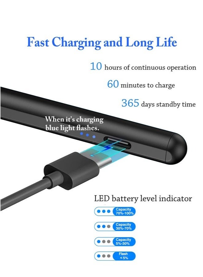 Universal Stylus Pen for Apple & Android Devices, Compatible with iPhones, iPads, Samsung, Huawei, Xiaomi, and More, Precision Writing, No Bluetooth or App Required, with 1 Pen Tip + Charging Cable + Manual – Black - Image 4