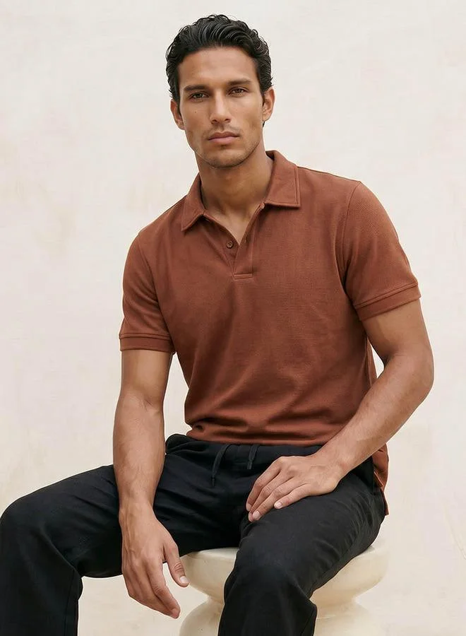 Splash FAV Basic Short Sleeves Textured Polo T-shirt
