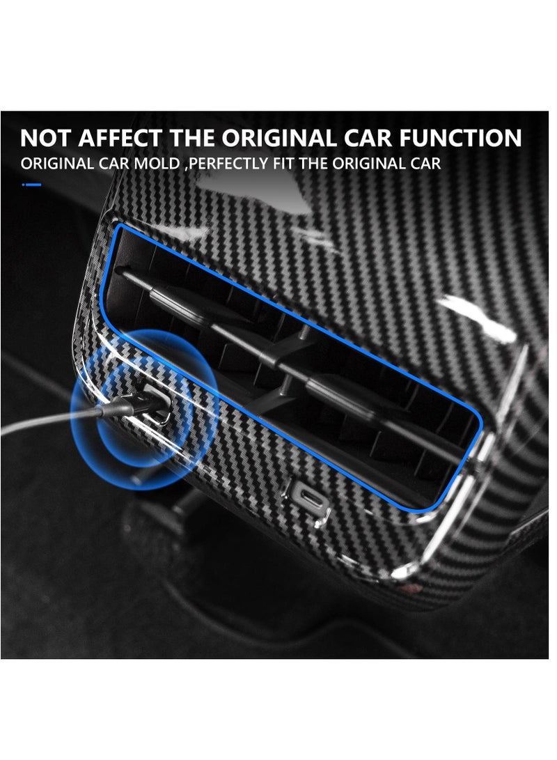 KASTWAVE غطاء فتحة مكيف الهواء الخلفية لسيارة Tesla Model 3 Model Y، غطاء واقي مضاد للركل من ألياف الكربون اللامعة لملحقات Tesla Model 3 / Y - Image 3