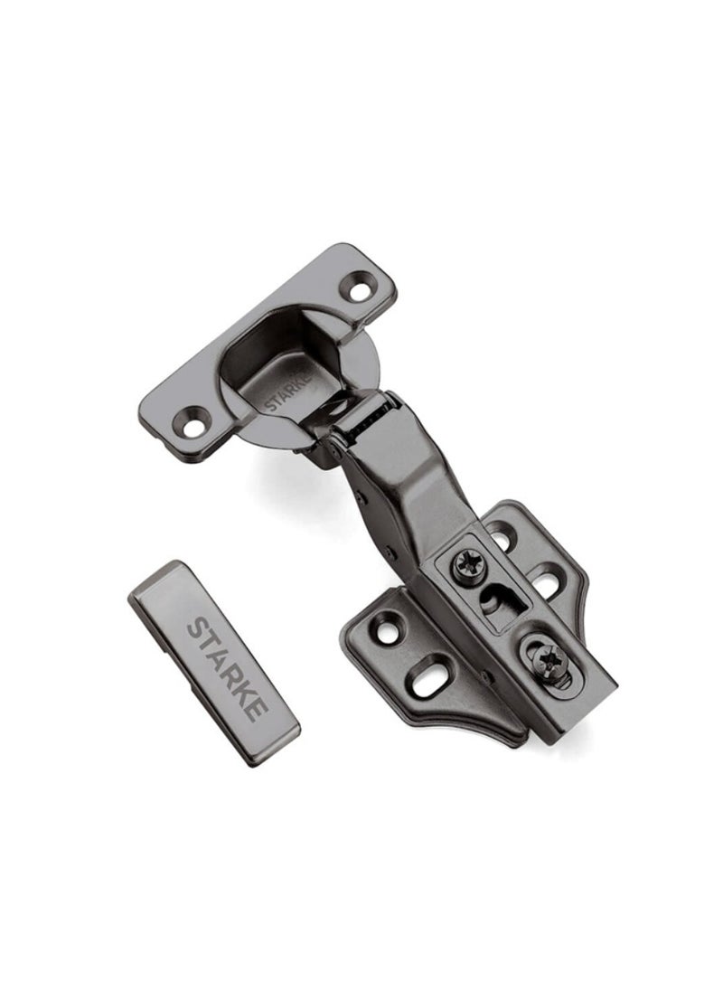 STARKE Pack of 4 Inset Soft Close Fast Mounted 1 Section Force Buffering Hinge - Silver, 105 Degree Opening Angle, 14-22 mm Application, Protective Cover & Screws included.  - Image 2