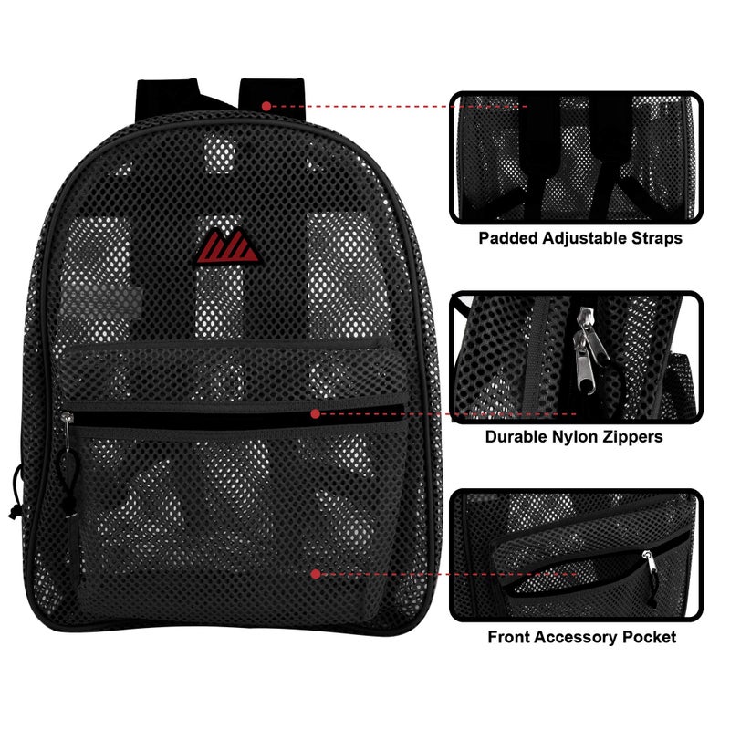 Summit Ridge Mesh Backpacks for Kids, Adults, School, Beach, and Travel, Colorful Transparent Mesh Backpacks with Padded Straps - Image 2