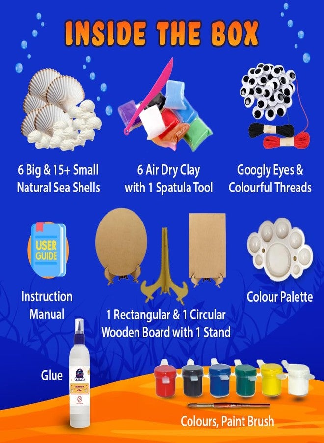 KREEDA Art and Craft Ocean Dreams Activity Kit | DIY 2-in-1 Art & Craft Kit | Natural Sea Shells | Air Dry Clay | Painting Activity | Gifts for Girls & Boys Ages 6, 7, 8, 9, 10, 11, 12 - Image 2
