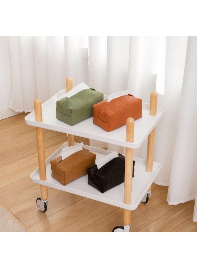 Beauenty 2PCS PU Leather Tissue Box Cover for Living Room, Tissue Holder for Bathroom Bedroom Office, Facial Tissue Case for Home (Dark brown) - Image 4