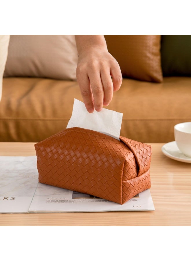 Beauenty 2PCS PU Leather Tissue Box Cover for Living Room, Tissue Holder for Bathroom Bedroom Office, Facial Tissue Case for Home (Dark brown) - Image 2