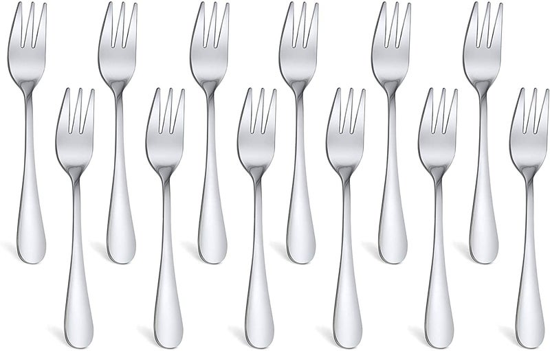 RayPard 12Piece 14 cm Stainless Steel Pastry Fork Set Mirror Polishing Cake Dessert Fork Set