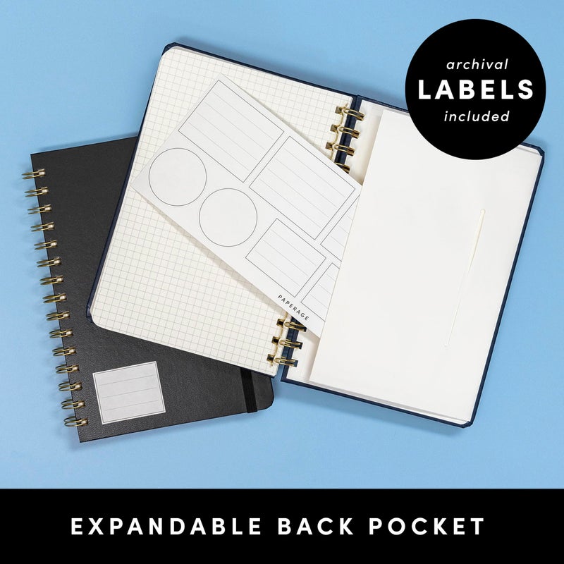 PAPERAGE Graph Paper Spiral Notebook & Journal, (Navy), 160 Pages, Medium 5.5 inches x 8 inches - 100 GSM Thick Graphing Paper, Hardcover, Double-Wire Grid Spiral Notebook - Image 5
