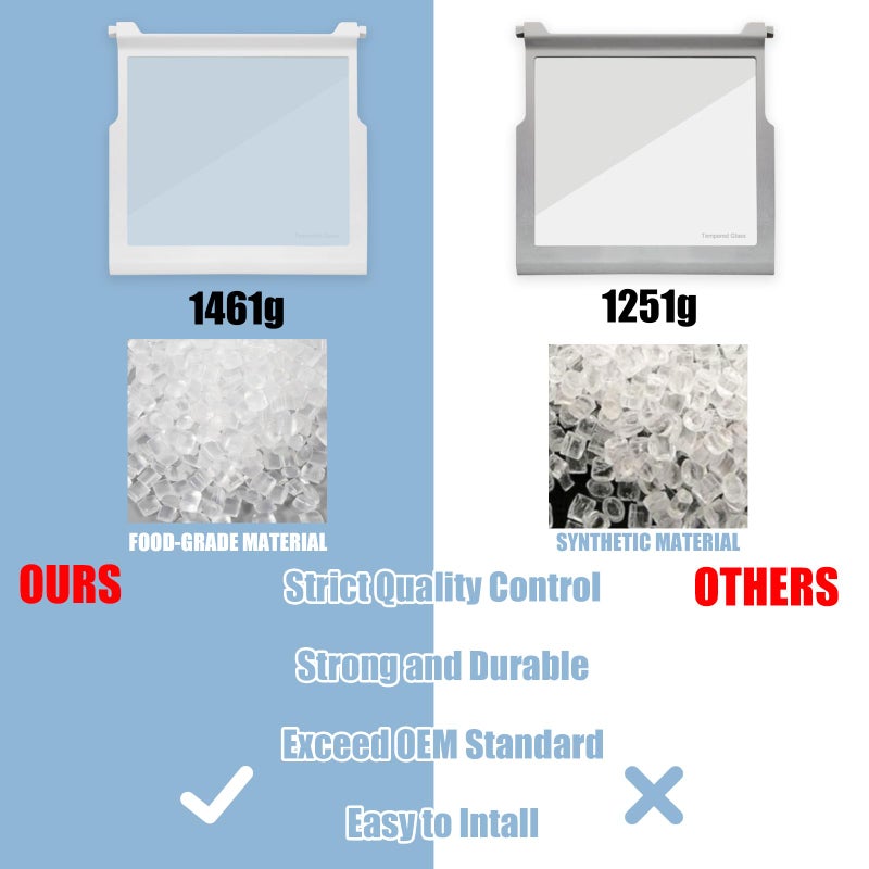 FBULWSEC WPW10276348 Refrigerator Glass Shelf Compatible With Whirlpool, Kenmore maytag, Amana, Crosley and more, Part Number: W10276348, AP6018411, PS11751713, 1557829, 2309524 - Image 3