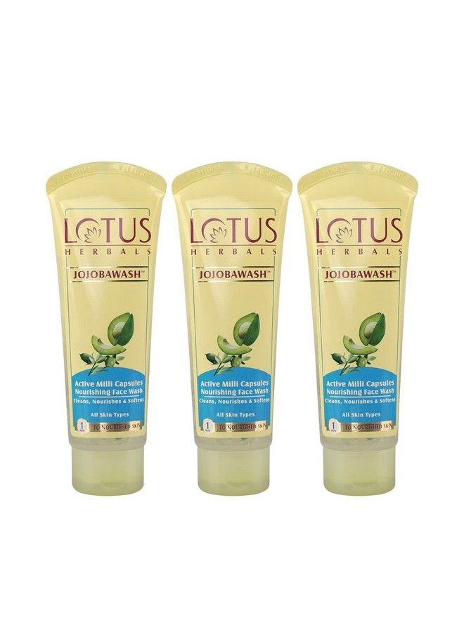 LOTUS HERBALS Jojobawash Active Milli Capsules Nourishing Face Wash ; For All Skin Types ; 120Ml (Pack Of 3)  - Image 1