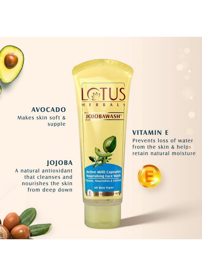 LOTUS HERBALS Jojobawash Active Milli Capsules Nourishing Face Wash ; For All Skin Types ; 120Ml (Pack Of 3)  - Image 3