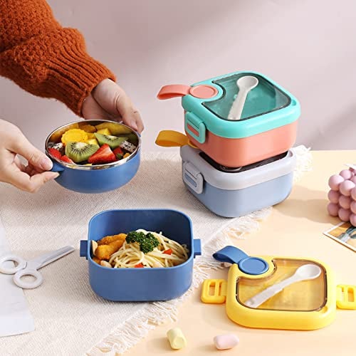 wolpin 1 Pc Lunch Box for Kids with Spoon & Scissor Leak Proof Tiffin Box for Boys, Girls, School & Office, Lunch Box for Kids Microwave Safe, Cartoon 800 ML Blue (Food Grade PP Plastic) - Image 5
