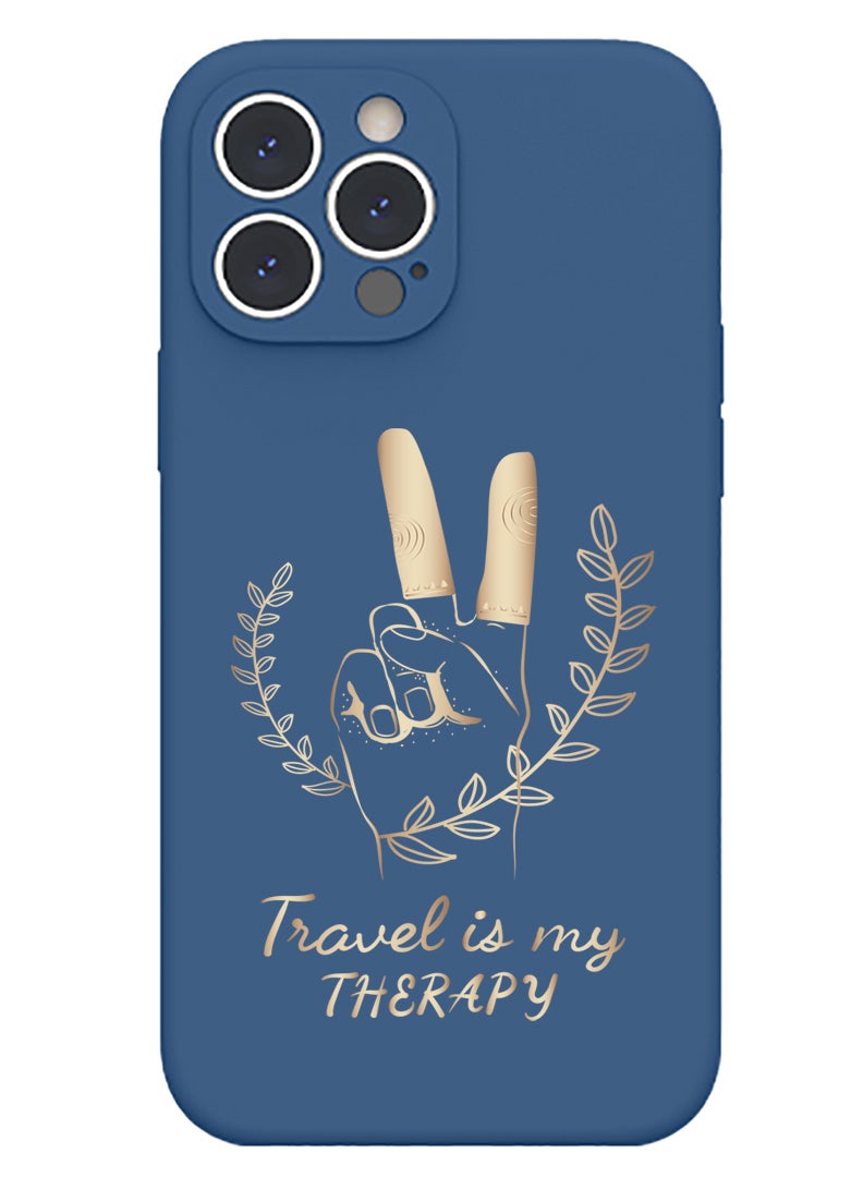 Theodor Protective Slim Fit Case Liquid Silicone Cover with Full Body Protection Anti-Scratch Shockproof Case For iPhone 15 Pro Max Blue  - Travelling copy - Image 1