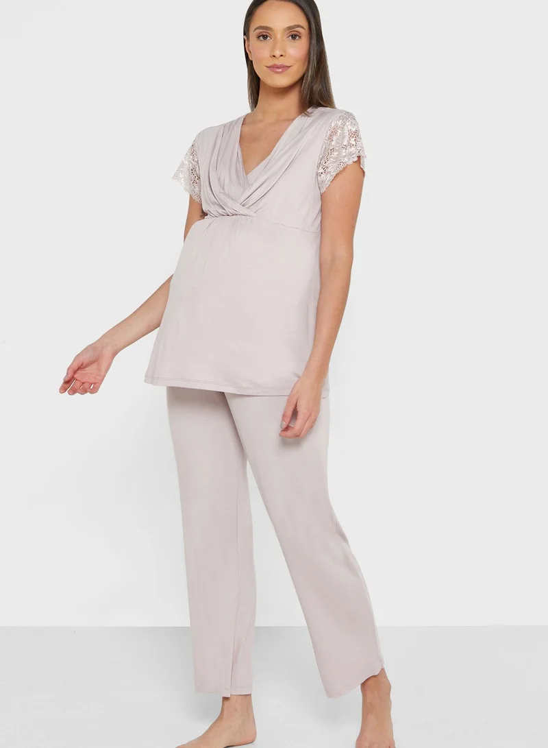 Catherine Lace Detail Top & Pyjama Set