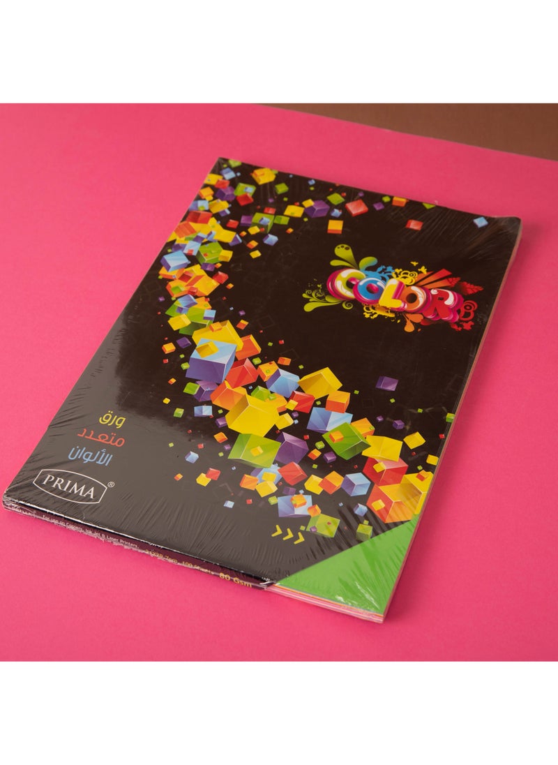 بريما ورق ملون A4 - 10 ألوان × 10 ورقات (100 ورقة) | 80 جم/م²، نغمات زاهية للتصوير والطباعة، مناسب للطباعة والماكينات الضوئية، مثالي للفنون، الأوريجامي والحرف اليدوية بتباين ألوان واضح وجودة طباعة حادة - Image 3