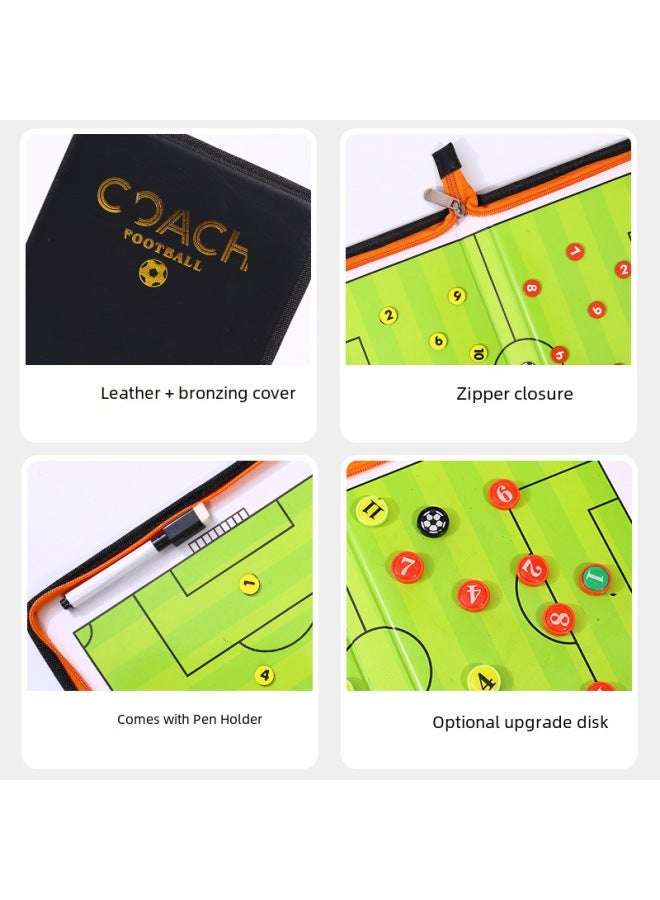 Generic Football Tactical Board Folding Basketball Coach Leather Teaching Magnetic Wipe Command-Specifications:2.5 (Football + Pen) - Image 3