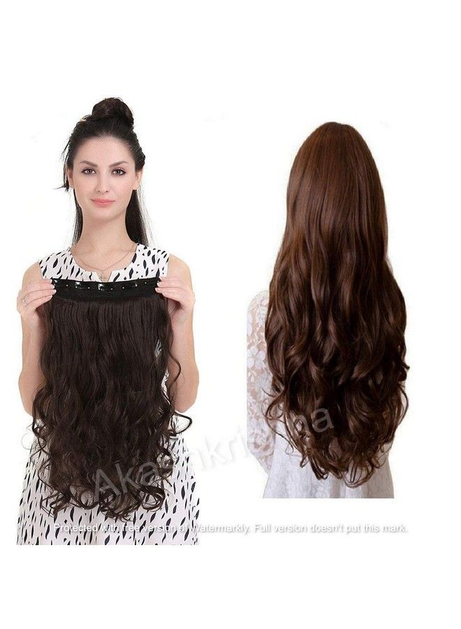Akashkrishna Women's Natural Brown Curly/Wavy Hair Extensions For Women 5 Clip Natural hair Extensions - Image 3