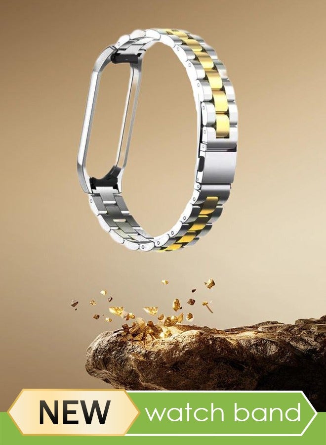 Metal Bands for Xiaomi Mi Band 8/7, Adjustable Stainless Steel Replacement Strap with Magnetic Buckle for Xiaomi Mi Band 8/7 Xiaomi Smart Band 8/7 Women Men - Image 1