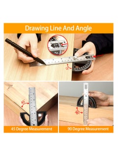 Excefore Protractor Angle Finder, Protractor for Woodworking, 8-Inch Adjustable Stainless Steel Angle Ruler, Angle Measuring Tool with 0-180 Degrees, for Woodworking, Metalworking, Construction  - Image 3