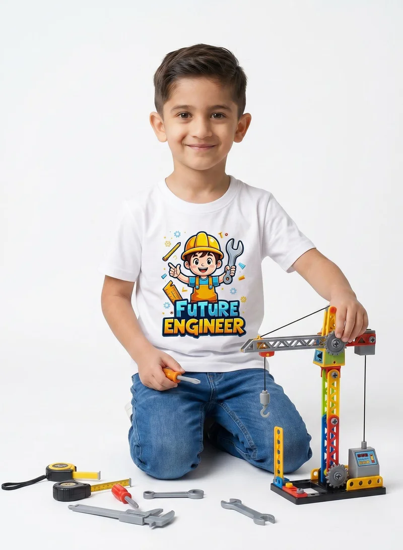 فنكار فنكار تي شيرت للأطفال للأولاد والبنات بتصميم المهندس المستقبلي