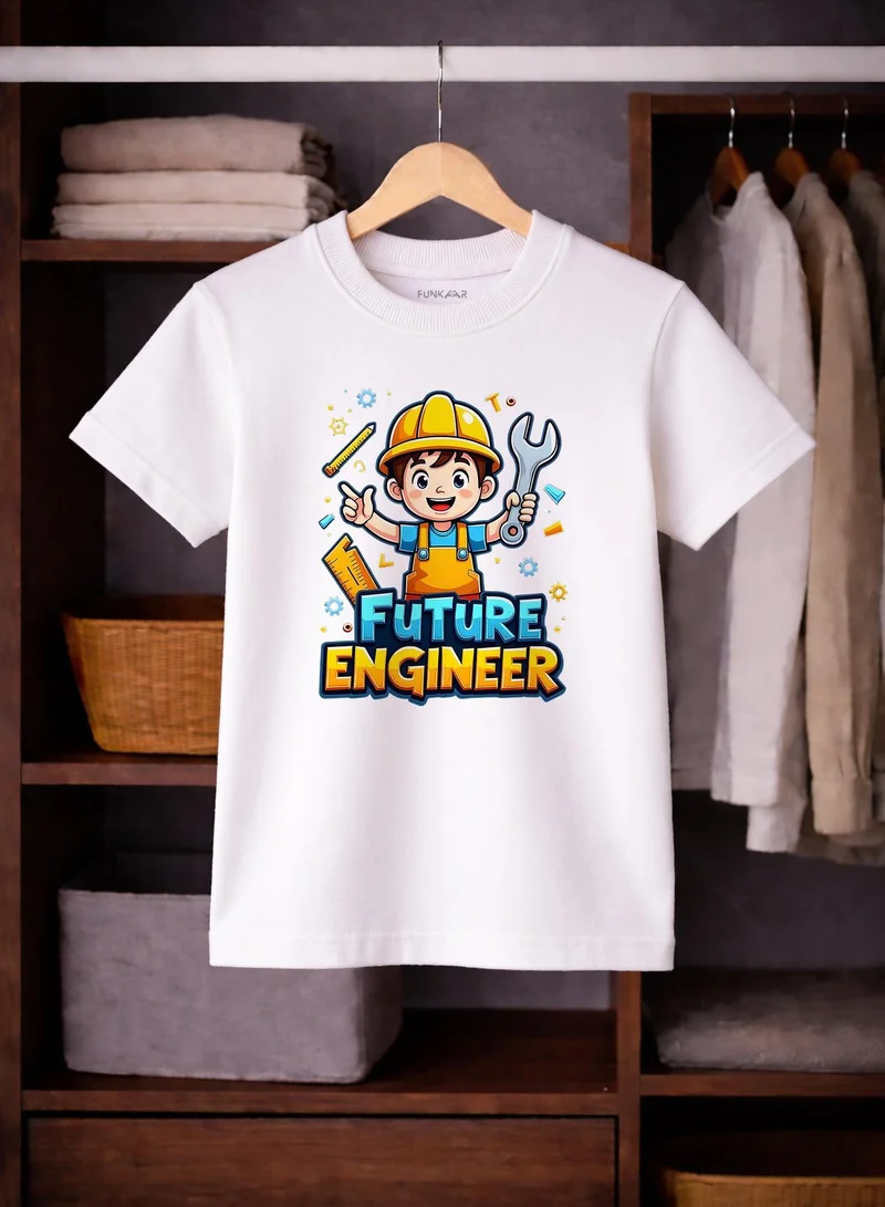 Funkaar White Funkaar Boys & Girls Future Engineer Kids T-Shirt  | Best Price UAE