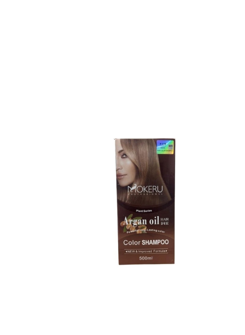 Mokeru Professional Mokeru Argan Oil Hair Color Shampoo 500ML, Natural Black Dye Hair Shampoo - Image 1