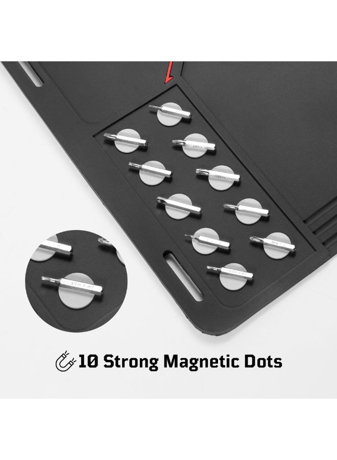 SYOSI Cleaning Mat with Magnetic Dots, Universal Cleaning Mat, Cleaning Stand for Cleaning, Non-Slip Oil Resistant Waterproof Ruggedized Stitched Edge Cleaning Mats, Rubber Mat Repair Workbench Mat - Image 3