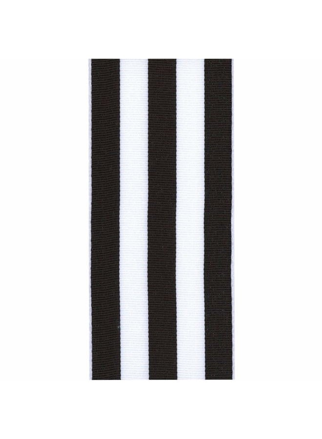 Berwick Offray 140640 2.5" Wide Wired Edge Carnival Grosgrain Ribbon, 25 Yards, Black and White Stripe Pattern - Image 3