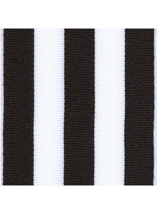 Berwick Offray 140640 2.5" Wide Wired Edge Carnival Grosgrain Ribbon, 25 Yards, Black and White Stripe Pattern - Image 4