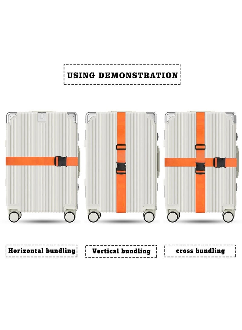 Mmmon Luggage Accessory Set 4 Pack Adjustable Suitcase Straps and 2 Pack Metal Luggage Tags, Straps and Luggage Tags fit Most Luggage (Orange) - Image 2
