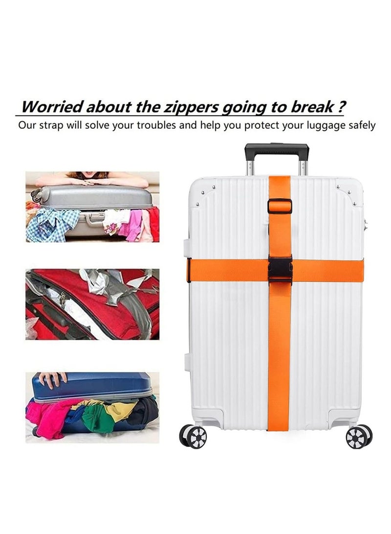 Mmmon Luggage Accessory Set 4 Pack Adjustable Suitcase Straps and 2 Pack Metal Luggage Tags, Straps and Luggage Tags fit Most Luggage (Orange) - Image 4