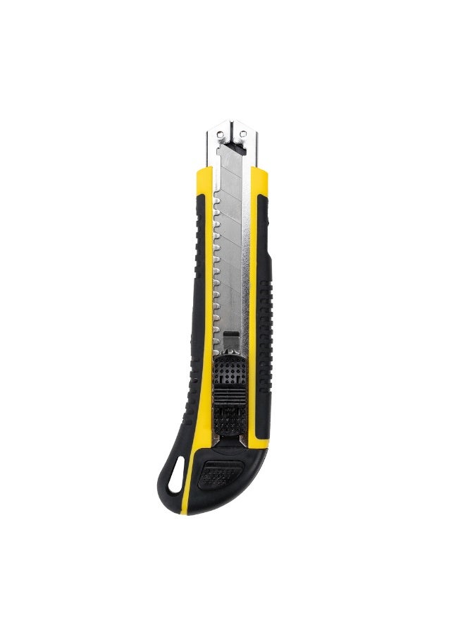Restaurantware Handy Tek 6.7 Inch Utility Knives, 4 Heavy Duty Box Knives - Retractable, Built-In Lock, Yellow Plastic Box Cutters, Sharp Blade, For Opening Boxes And Packages  - Image 1