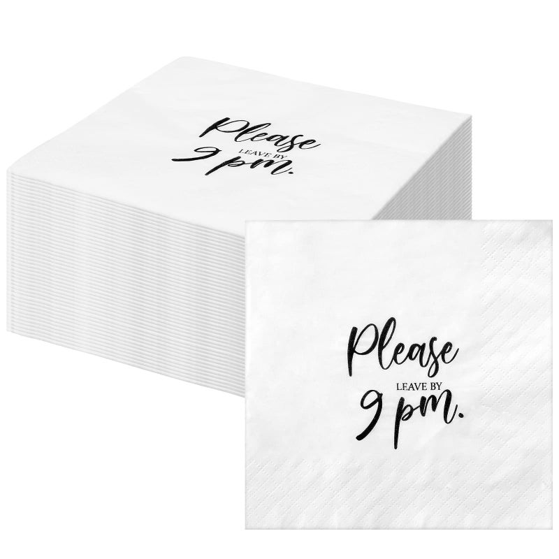 Junkin 50 Pack Please Leave by 9 Napkins Cocktail Funny Napkins for Bar Restaurant Wedding Dinner PartyStylish