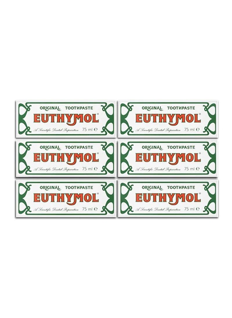 Euthymol Pack Of 6 Original Toothpaste 6 x 75ml 