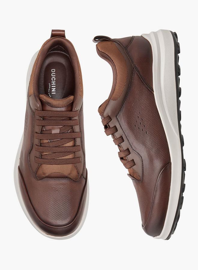 DUCHINI Men Perforated Genuine Leather Sneakers - Image 1