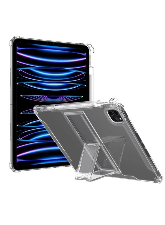 for IPad Pro 2024 7th 13-Inch Case Cover,Transparent flash ultra-thin shockproof hard protective cover with bracket, built-in bracket, TPU inner bumper，Clear - Image 5