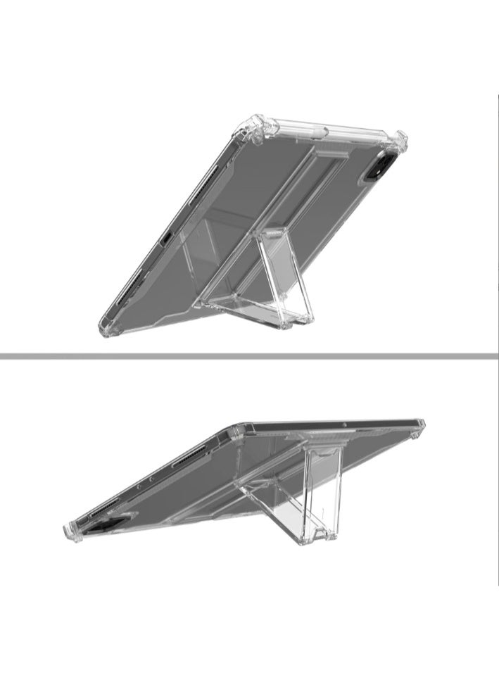 for IPad Pro 2024 7th 13-Inch Case Cover,Transparent flash ultra-thin shockproof hard protective cover with bracket, built-in bracket, TPU inner bumper，Clear - Image 3