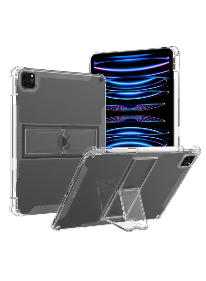 for IPad Pro 2024 7th 13-Inch Case Cover,Transparent flash ultra-thin shockproof hard protective cover with bracket, built-in bracket, TPU inner bumper，Clear - Image 1